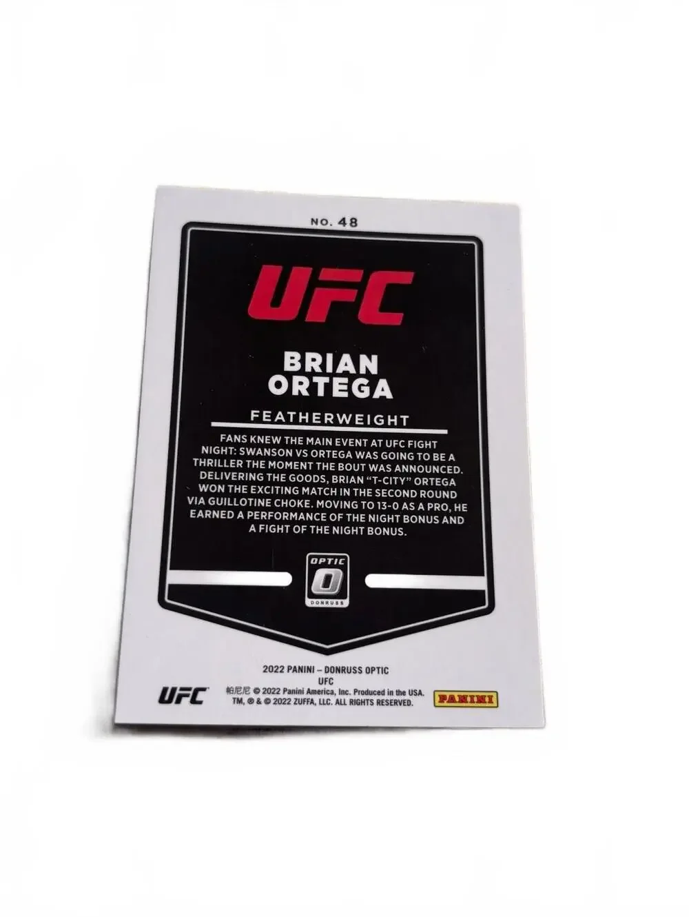 2022 Panini Donruss Optic UFC Brian Ortega #48 Trading Card